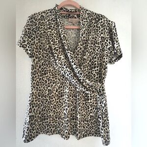 Philosophy cheetah short sleeve print top